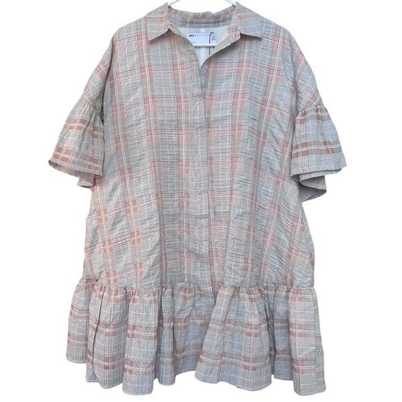 ASOS Dresses & Skirts - ASOS Edition Mini Boucle Shirt Dress Pink Plaid US 6 UK 10 NWT